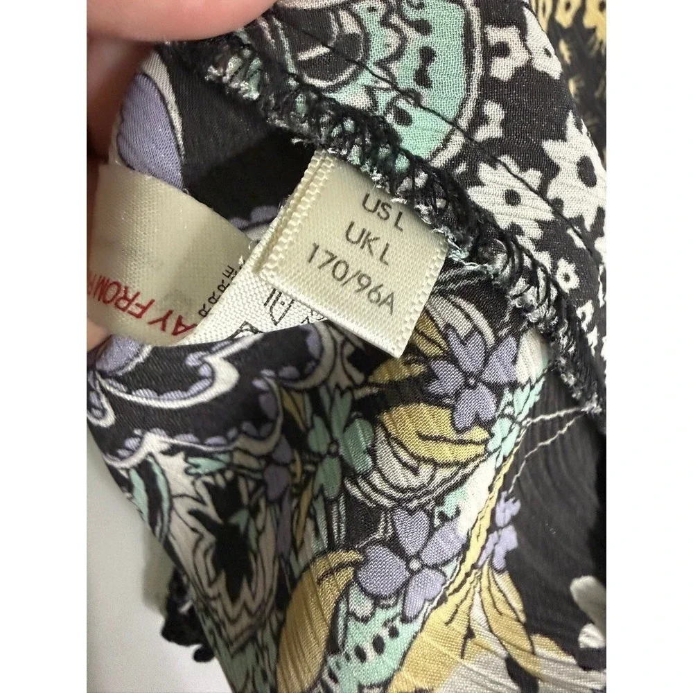 Intimately Free People Weekend in Montauk Crop Top Black Floral Paisley Ties L